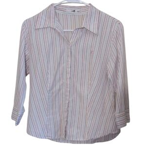 💲⬇️Multicolor Striped Collared Shirt, With Cuffed Sleeves